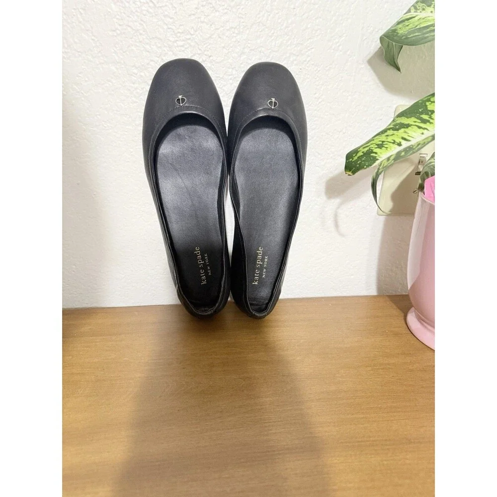 Kate Spade New York Kora Black Leather Ballet Flats Womens Size 7  Slip On